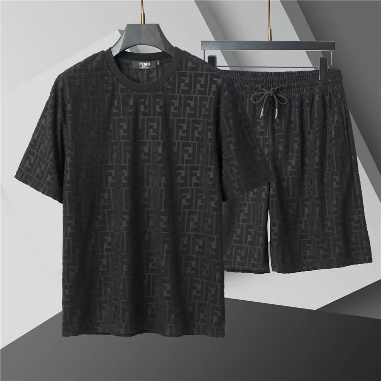 Fendi Short Sleeve Polo Shirt and Shorts Set For Men For Men # 305913