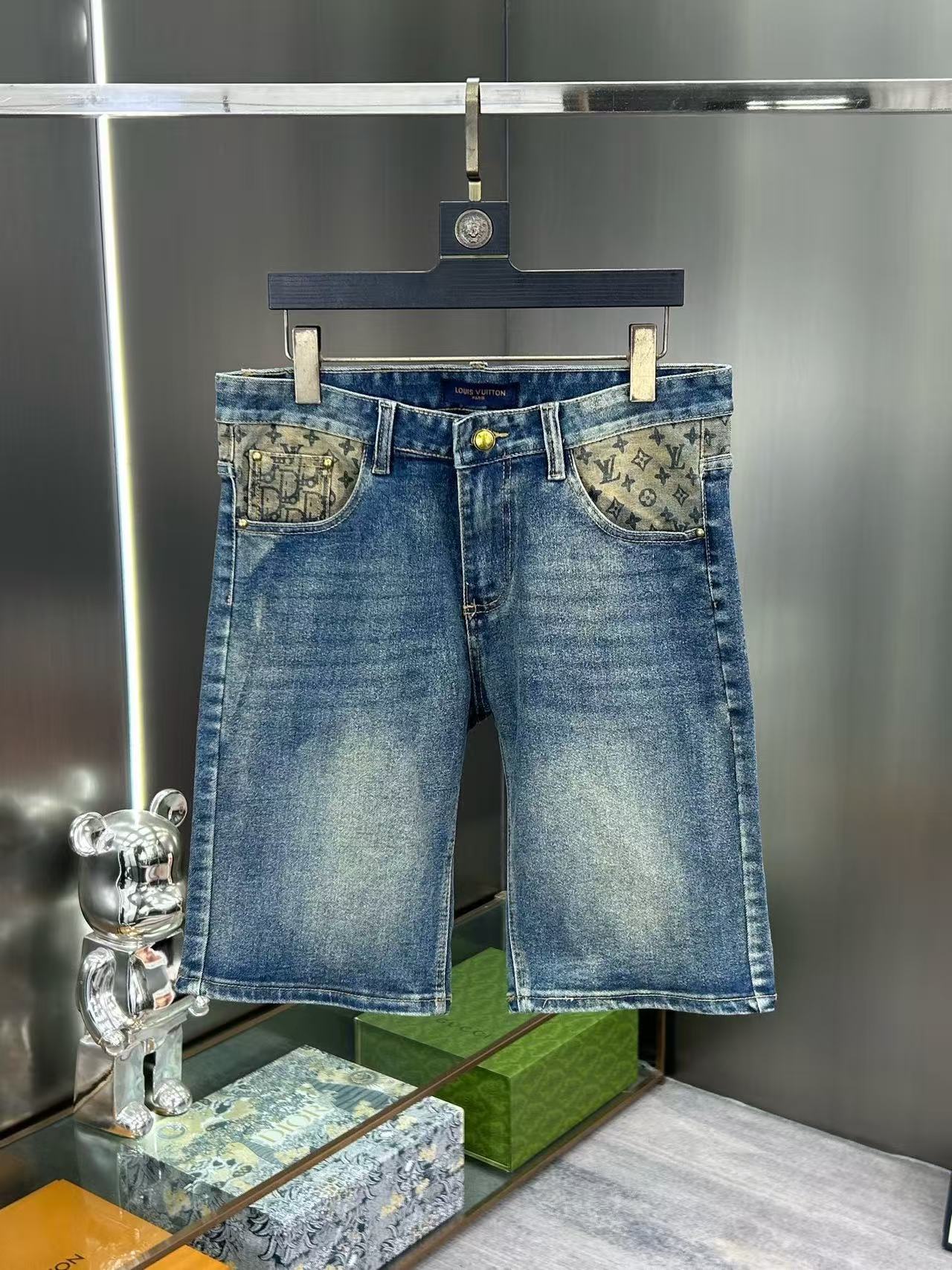 Louis Vuitton Denim Shorts For Men # 306743